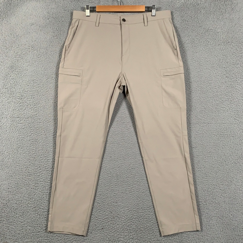 Fabletics The Don Cargo Pant Mens 36x30 Tan Straight Leg Utility Performance New
